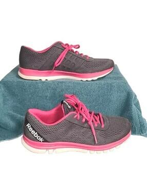 Reebok Women's Sublite Duo Sneakers Gravel/Pink Fushion, Size 10